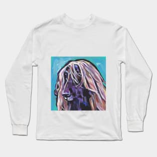 Afghan Hound Dog Bright colorful pop dog art Long Sleeve T-Shirt